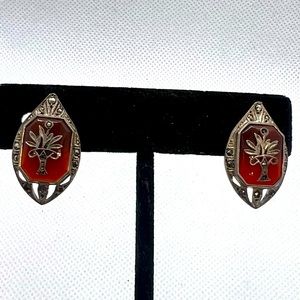 Vintage Lucite(?) Bakelite(?) and Marcasite Sterling Silver Earrings screw backs